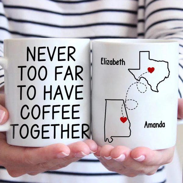 Custom Long Distance Mug - Personalized Best Friend Christmas Birthday Gifts For Women, Besties, Sisters, BFF - Cherishing Moments With Besties This Holiday Custom Long Distance Mug - Personalized Best Friend Christmas Birthday Gifts For Women, Besties, Sisters, BFF - Cherishing Moments With Besties This Holiday