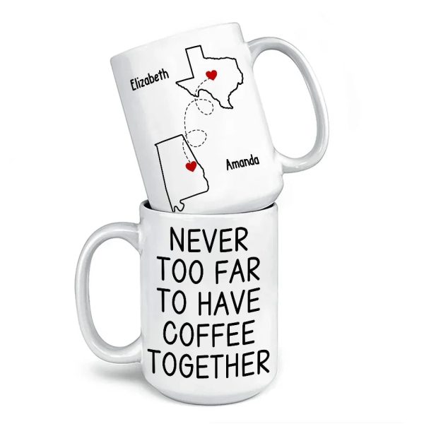 Custom Long Distance Mug - Personalized Best Friend Christmas Birthday Gifts For Women, Besties, Sisters, BFF - Cherishing Moments With Besties This Holiday Custom Long Distance Mug - Personalized Best Friend Christmas Birthday Gifts For Women, Besties, Sisters, BFF - Cherishing Moments With Besties This Holiday