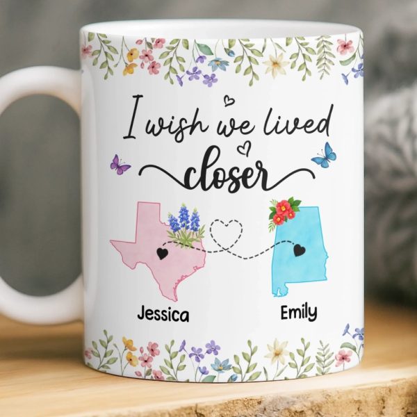 Custom Long Distance Mug - Personalized Best Friend Christmas Birthday Gifts For Women, Besties, Sisters, BFF - Side By Side Always Stronger Custom Long Distance Mug - Personalized Best Friend Christmas Birthday Gifts For Women, Besties, Sisters, BFF - Side By Side Always Stronger