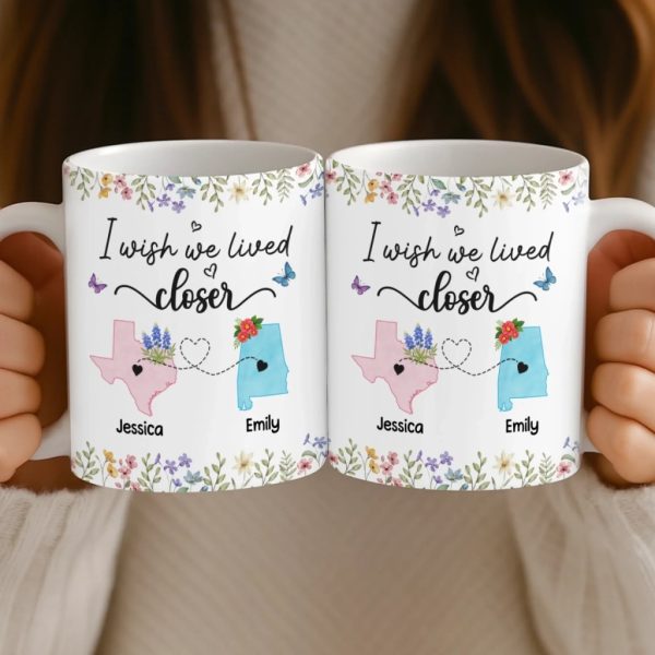 Custom Long Distance Mug - Personalized Best Friend Christmas Birthday Gifts For Women, Besties, Sisters, BFF - Side By Side Always Stronger Custom Long Distance Mug - Personalized Best Friend Christmas Birthday Gifts For Women, Besties, Sisters, BFF - Side By Side Always Stronger