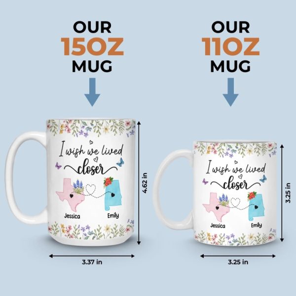 Custom Long Distance Mug - Personalized Best Friend Christmas Birthday Gifts For Women, Besties, Sisters, BFF - Side By Side Always Stronger Custom Long Distance Mug - Personalized Best Friend Christmas Birthday Gifts For Women, Besties, Sisters, BFF - Side By Side Always Stronger