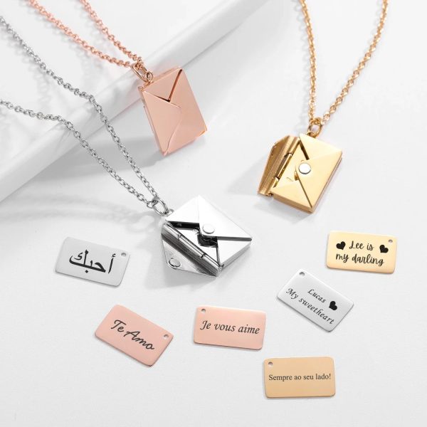 Custom Love Letter Envelope Pendant Necklace Custom Love Letter Envelope Pendant Necklace