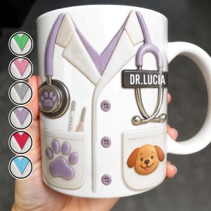 Custom Medical Professional Design With Stethoscope And Dog - Personalized Custom Coffee Mug - DOC040_MG