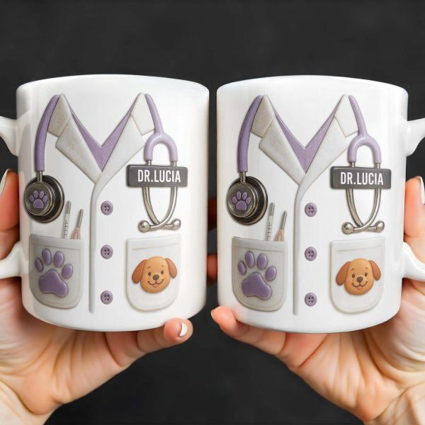 Custom Medical Professional Design With Stethoscope And Dog - Personalized Custom Coffee Mug - DOC040_MG Custom Medical Professional Design With Stethoscope And Dog - Personalized Custom Coffee Mug - DOC040_MG