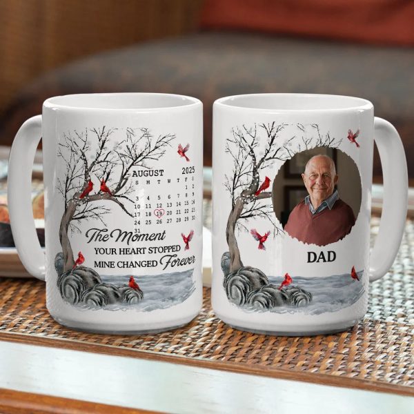 Custom Memorial White Ceramic Mug with Photo & Cardinals Personalized Remembrance Keepsake, Comforting Unique Gift Custom Memorial White Ceramic Mug with Photo & Cardinals Personalized Remembrance Keepsake, Comforting Unique Gift