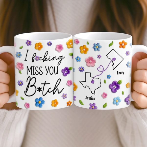 Custom Mug - Personalized Best Friend Birthday Gifts For Women, Besties, Sisters, BFF - No Miles Can Break Our Bond