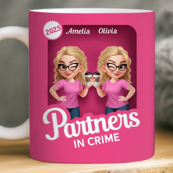 Custom Mug - Personalized Best Friend Birthday Gifts For Women, Besties, Sisters, BFF - Partners In Crime Sisters Forever