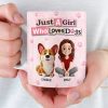 Custom Mug - Personalized Birthday Gifts For Dog Lovers, Dog Dad And Mom - Girl Surrounded By Dogs Custom Mug - Personalized Birthday Gifts For Dog Lovers, Dog Dad And Mom - Girl Surrounded By Dogs