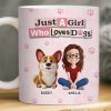 Custom Mug - Personalized Birthday Gifts For Dog Lovers, Dog Dad And Mom - Girl Surrounded By Dogs Custom Mug - Personalized Birthday Gifts For Dog Lovers, Dog Dad And Mom - Girl Surrounded By Dogs
