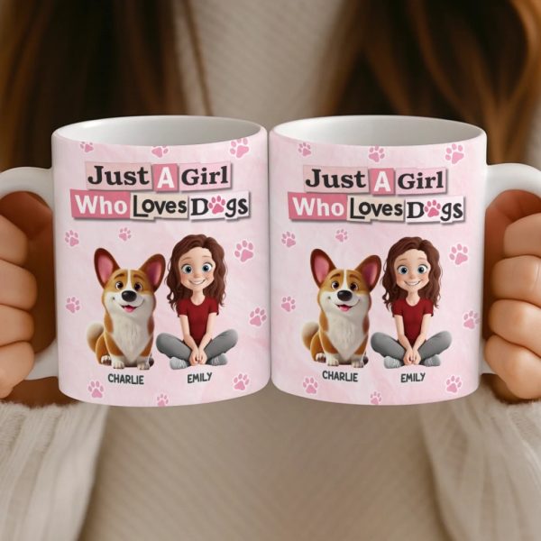 Custom Mug - Personalized Birthday Gifts For Dog Lovers, Dog Dad And Mom - Girl Surrounded By Dogs Custom Mug - Personalized Birthday Gifts For Dog Lovers, Dog Dad And Mom - Girl Surrounded By Dogs