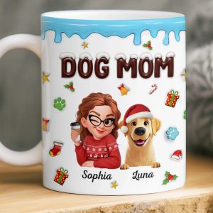 Custom Mug - Personalized Christmas Birthday Gifts For Dog Lovers, Dog Dad And Mom - Proud Dog Mom Energy