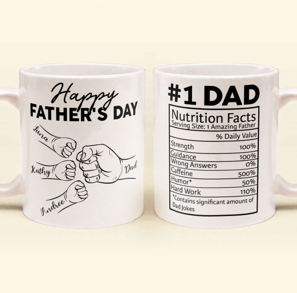 Custom Name Dad Nutrition Facts Hand Bump Happy Father's Day - Personalized Mug Custom Name Dad Nutrition Facts Hand Bump Happy Father's Day - Personalized Mug