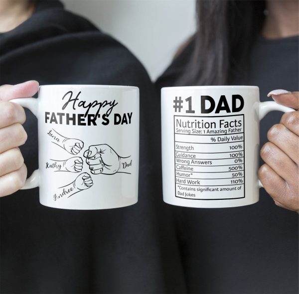 Custom Name Dad Nutrition Facts Hand Bump Happy Father's Day - Personalized Mug Custom Name Dad Nutrition Facts Hand Bump Happy Father's Day - Personalized Mug
