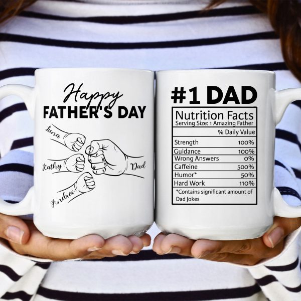 Custom Name Dad Nutrition Facts Hand Bump Happy Father's Day - Personalized Mug Custom Name Dad Nutrition Facts Hand Bump Happy Father's Day - Personalized Mug