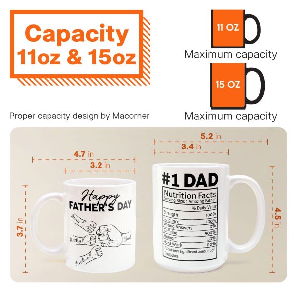 Custom Name Dad Nutrition Facts Hand Bump Happy Father's Day - Personalized Mug Custom Name Dad Nutrition Facts Hand Bump Happy Father's Day - Personalized Mug