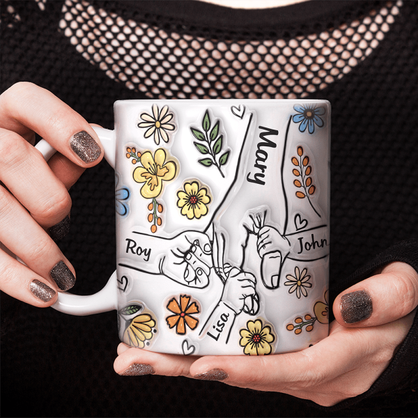 Custom Name Holding Hand Family 3D Mug Personalized Gift TH10 890887 Custom Name Holding Hand Family 3D Mug Personalized Gift TH10 890887