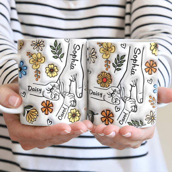 Custom Name Holding Hand Family 3D Mug Personalized Gift TH10 890887 Custom Name Holding Hand Family 3D Mug Personalized Gift TH10 890887