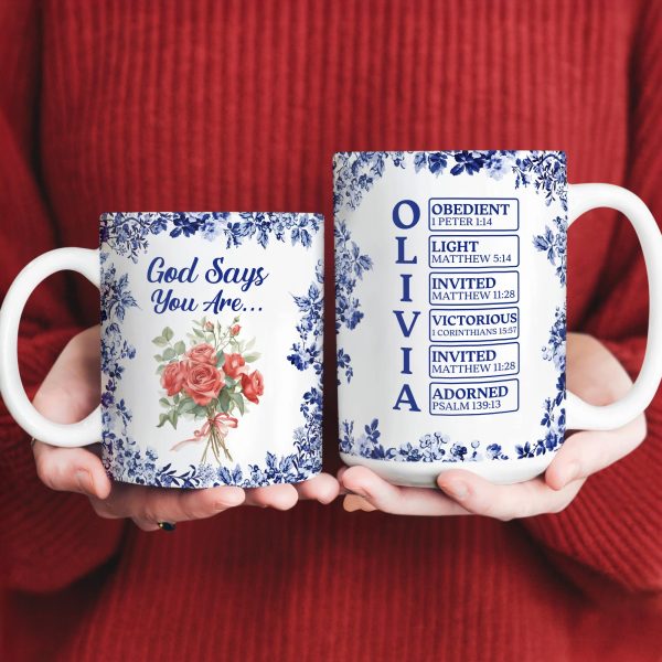 Custom Name Letter God Says I Am Flower Toile De Jouy Style Print Full Mug LM32 895391 Custom Name Letter God Says I Am Flower Toile De Jouy Style Print Full Mug LM32 895391