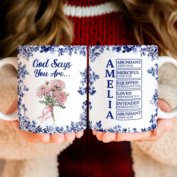 Custom Name Letter God Says I Am Flower Toile De Jouy Style Print Full Mug LM32 895391 Custom Name Letter God Says I Am Flower Toile De Jouy Style Print Full Mug LM32 895391