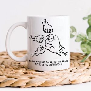 Custom Name To The World Dad Father's Day Fist Bump Mug Personalized Gift HO82 890632