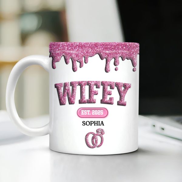 Custom Name Wifey And Hubby 3D Inflated Effect Mug Valentine's Gift TH10 896971 Custom Name Wifey And Hubby 3D Inflated Effect Mug Valentine's Gift TH10 896971