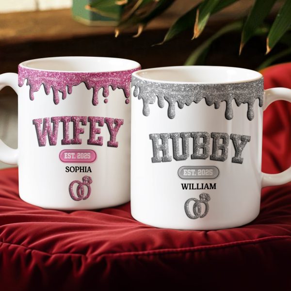 Custom Name Wifey And Hubby 3D Inflated Effect Mug Valentine's Gift TH10 896971 Custom Name Wifey And Hubby 3D Inflated Effect Mug Valentine's Gift TH10 896971