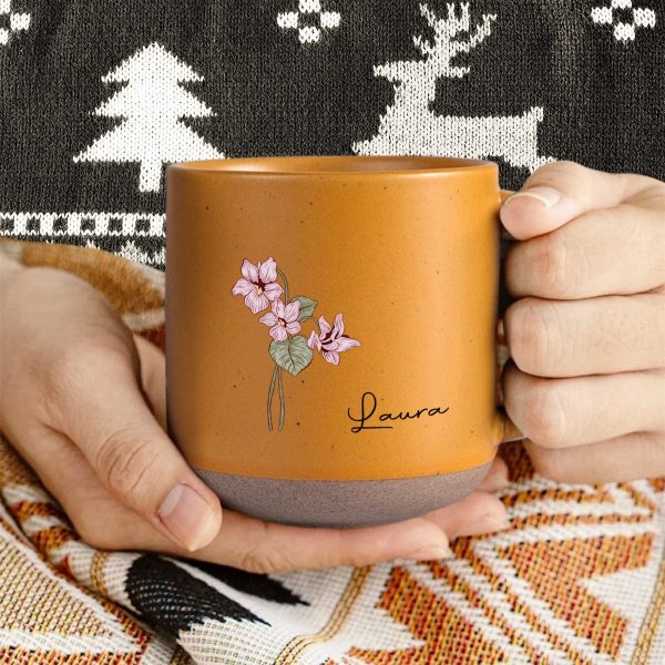 Custom Name With Floral Pottery Mug TH10 892081 Custom Name With Floral Pottery Mug TH10 892081