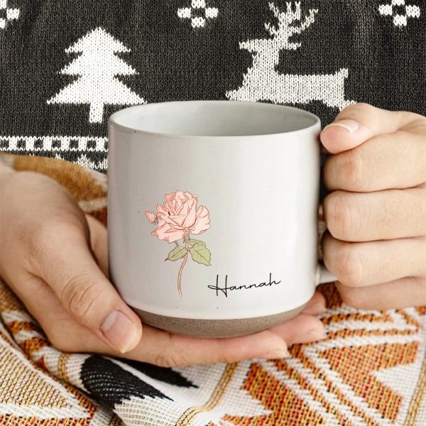Custom Name With Floral Pottery Mug TH10 892081 Custom Name With Floral Pottery Mug TH10 892081