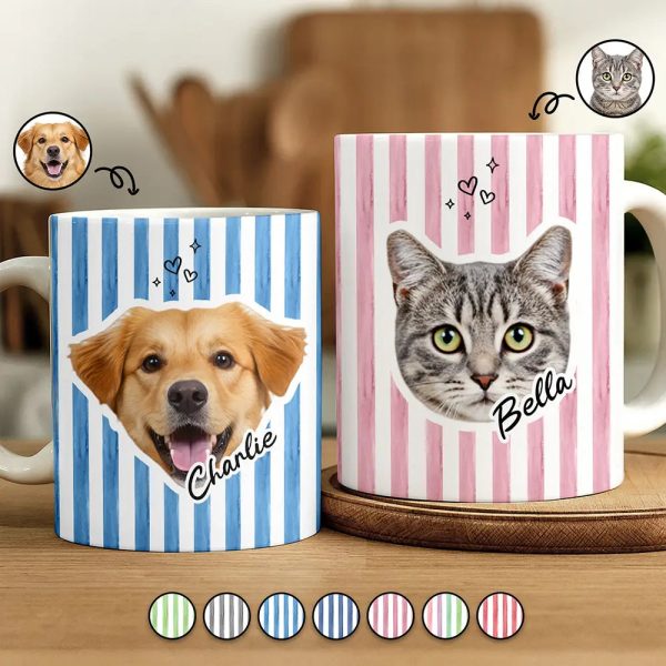 Custom Outline Photo Dog Cat Stripe Colors - Personalized White Edge-to-Edge Mug Custom Outline Photo Dog Cat Stripe Colors - Personalized White Edge-to-Edge Mug