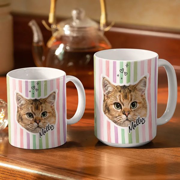 Custom Outline Photo Dog Cat Stripe Colors - Personalized White Edge-to-Edge Mug Custom Outline Photo Dog Cat Stripe Colors - Personalized White Edge-to-Edge Mug