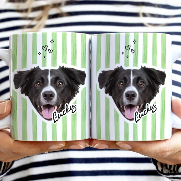 Custom Outline Photo Dog Cat Stripe Colors - Personalized White Edge-to-Edge Mug Custom Outline Photo Dog Cat Stripe Colors - Personalized White Edge-to-Edge Mug