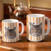 Custom Outline Photo For Couple Family Dog Cat With Colorful Stripes - Personalized White Edge-to-Edge Mug Custom Outline Photo For Couple Family Dog Cat With Colorful Stripes - Personalized White Edge-to-Edge Mug