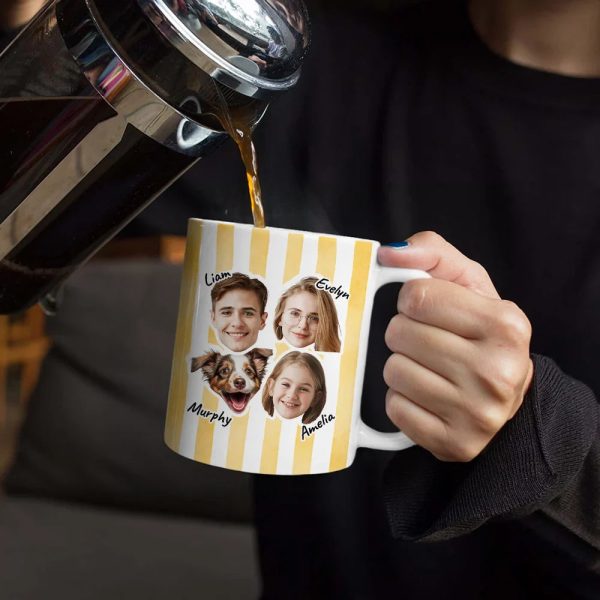 Custom Outline Photo For Couple Family Dog Cat With Colorful Stripes - Personalized White Edge-to-Edge Mug Custom Outline Photo For Couple Family Dog Cat With Colorful Stripes - Personalized White Edge-to-Edge Mug