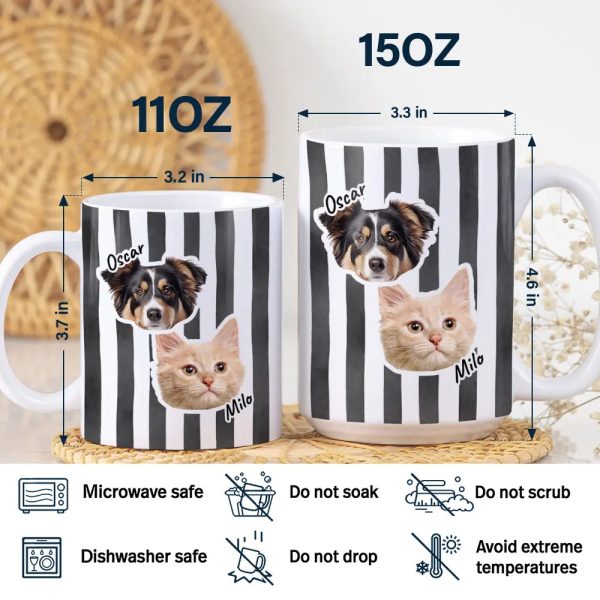 Custom Outline Photo For Couple Family Dog Cat With Colorful Stripes - Personalized White Edge-to-Edge Mug Custom Outline Photo For Couple Family Dog Cat With Colorful Stripes - Personalized White Edge-to-Edge Mug