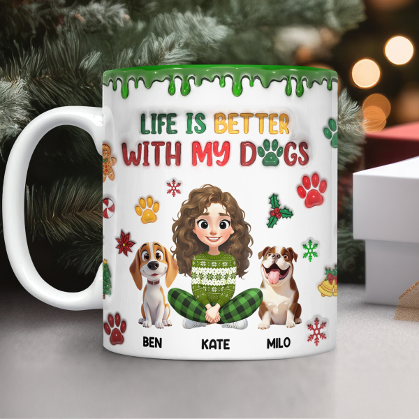 Custom Pet Photo Life Is Better With My Dogs Personalized 3D Inflated Effect Mug CH07 896556 Custom Pet Photo Life Is Better With My Dogs Personalized 3D Inflated Effect Mug CH07 896556