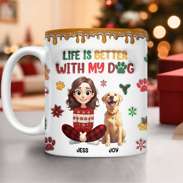 Custom Pet Photo Life Is Better With My Dogs Personalized 3D Inflated Effect Mug CH07 896556 Custom Pet Photo Life Is Better With My Dogs Personalized 3D Inflated Effect Mug CH07 896556