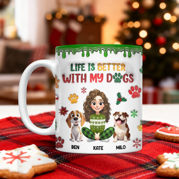 Custom Pet Photo Life Is Better With My Dogs Personalized 3D Inflated Effect Mug CH07 896556 Custom Pet Photo Life Is Better With My Dogs Personalized 3D Inflated Effect Mug CH07 896556