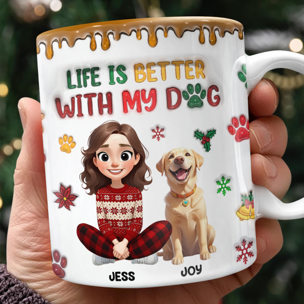 Custom Pet Photo Life Is Better With My Dogs Personalized 3D Inflated Effect Mug CH07 896556 Custom Pet Photo Life Is Better With My Dogs Personalized 3D Inflated Effect Mug CH07 896556