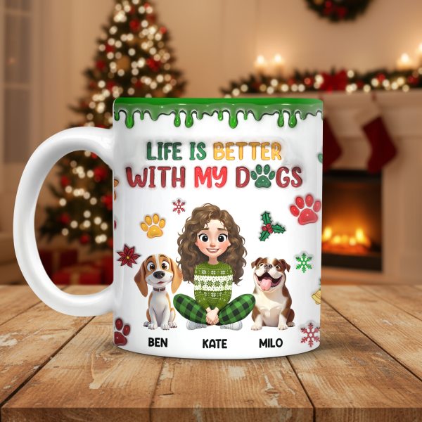 Custom Pet Photo Life Is Better With My Dogs Personalized 3D Inflated Effect Mug CH07 896556 Custom Pet Photo Life Is Better With My Dogs Personalized 3D Inflated Effect Mug CH07 896556