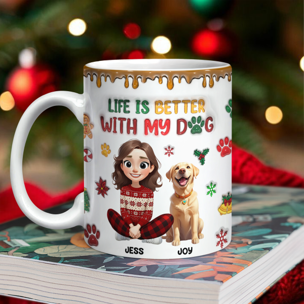 Custom Pet Photo Life Is Better With My Dogs Personalized 3D Inflated Effect Mug CH07 896556 Custom Pet Photo Life Is Better With My Dogs Personalized 3D Inflated Effect Mug CH07 896556