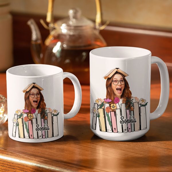 Custom Photo A Girl Loves Books - Gift For Book Lovers, Reading Lovers, Women, Yourself - Personalized White Edge-to-Edge Mug Custom Photo A Girl Loves Books - Gift For Book Lovers, Reading Lovers, Women, Yourself - Personalized White Edge-to-Edge Mug