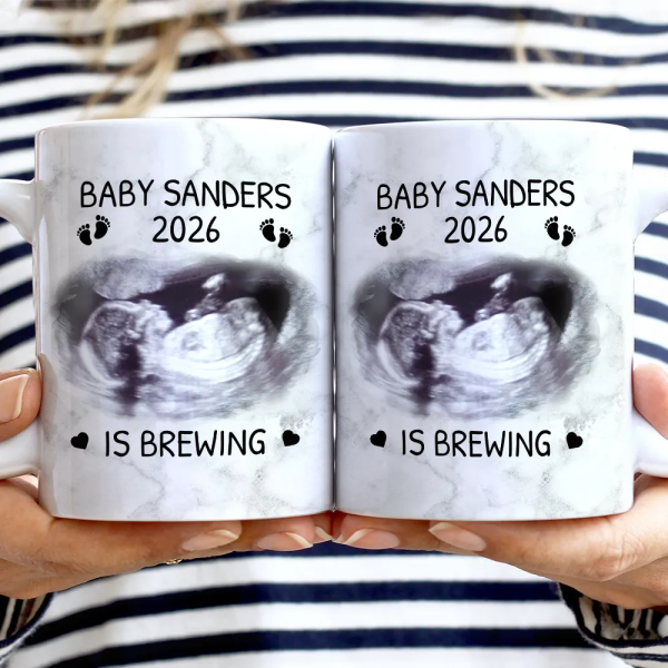 Custom Photo Baby Brewing Expecting Mom Parents - Personalized White Edge-to-Edge Mug Custom Photo Baby Brewing Expecting Mom Parents - Personalized White Edge-to-Edge Mug