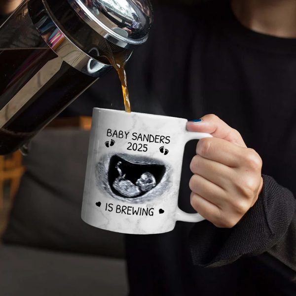 Custom Photo Baby Brewing Expecting Mom Parents - Personalized White Edge-to-Edge Mug Custom Photo Baby Brewing Expecting Mom Parents - Personalized White Edge-to-Edge Mug