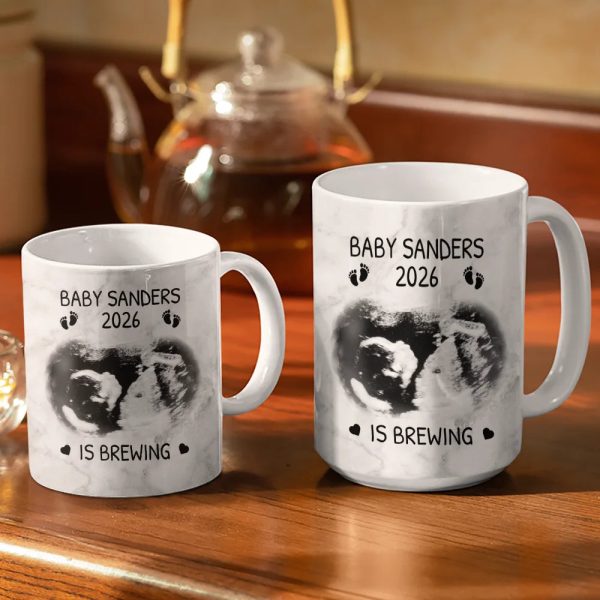 Custom Photo Baby Brewing Expecting Mom Parents - Personalized White Edge-to-Edge Mug Custom Photo Baby Brewing Expecting Mom Parents - Personalized White Edge-to-Edge Mug