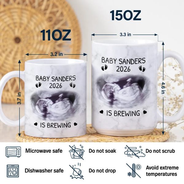 Custom Photo Baby Brewing Expecting Mom Parents - Personalized White Edge-to-Edge Mug Custom Photo Baby Brewing Expecting Mom Parents - Personalized White Edge-to-Edge Mug
