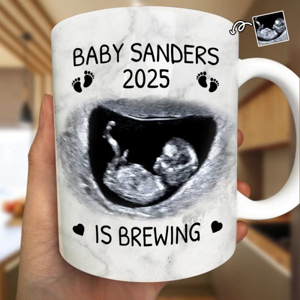 Custom Photo Baby Brewing Expecting Mom Parents - Personalized White Edge-to-Edge Mug Custom Photo Baby Brewing Expecting Mom Parents - Personalized White Edge-to-Edge Mug
