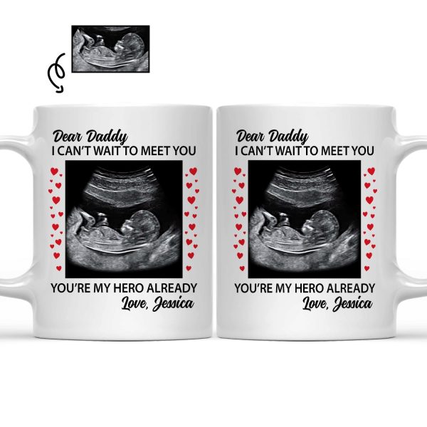 Custom Photo Baby Bump Can't Wait To Meet You - Pregnancy Gift - Personalized Mug Custom Photo Baby Bump Can't Wait To Meet You - Pregnancy Gift - Personalized Mug