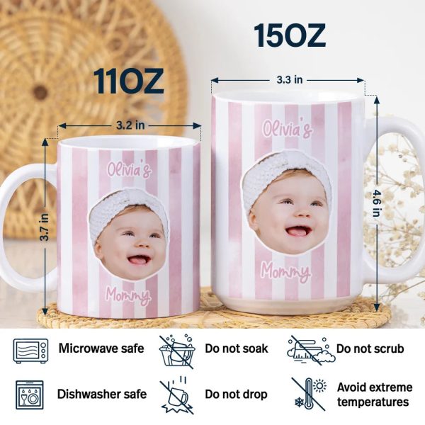 Custom Photo Baby Face This Mom Grandma Belongs To - Personalized White Edge-to-Edge Mug