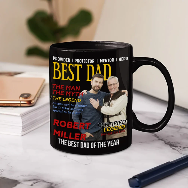 Custom Photo Best Daddy Papa Magazine - Personalized Mug Custom Photo Best Daddy Papa Magazine - Personalized Mug