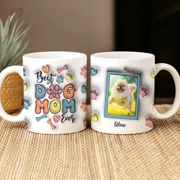 Custom Photo Best Dog Mom Ever With Paws For Dog Lovers Mug TA29 890052